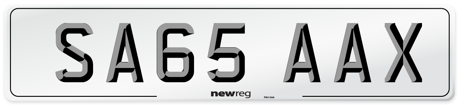 SA65 AAX Number Plate from New Reg